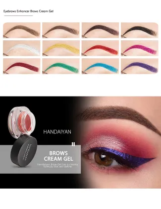 Vegan Waterproof Eyebrow Gel Cream Makeup with Brush - 12 Color Options for Cosplay