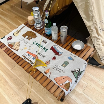 Camping Linen Table Runner and Outdoor Picnic Rectangular Tablecloth