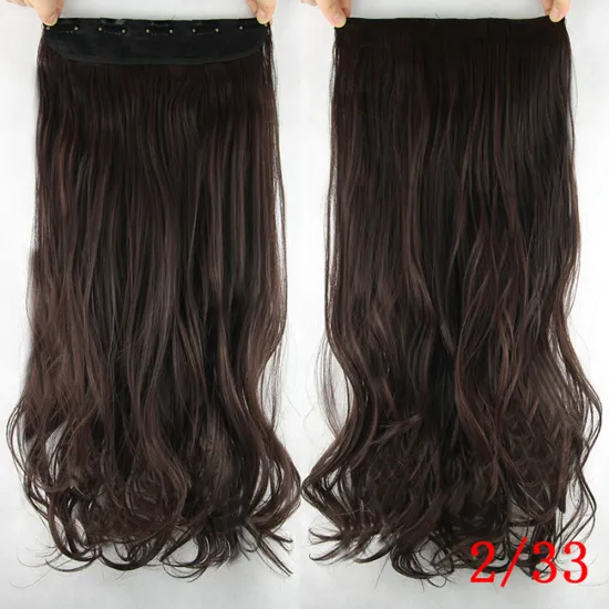 24" Long Straight Synthetic Hair Extension 5 Clips in One Piece High Temperature Fiber Synthetic Clip In Hair Piece for Women