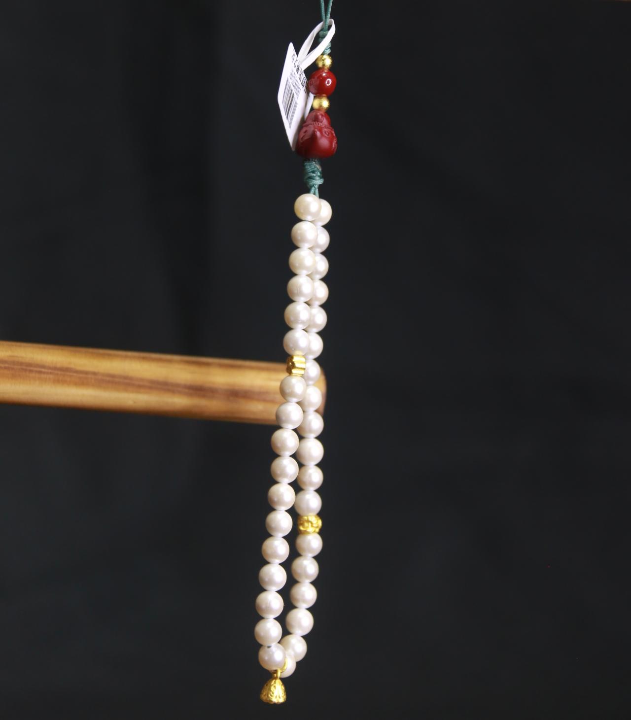 Collar de cadena de cuentas de oro blanco