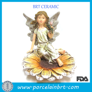 Fairy Garden Favor Wing Elf on Sunflower Statues