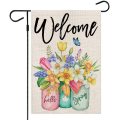 Spring Garden Flag Floral Mason Jar