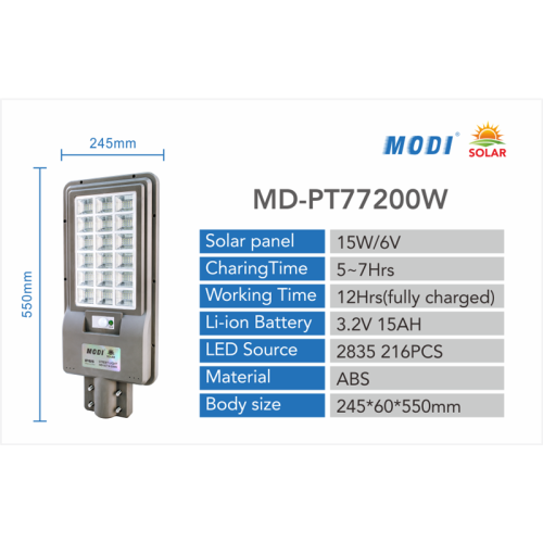 información de luz de calle solar