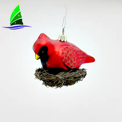 Artdargon new design cardinal glass bird tree decoration ornaments for Christmas