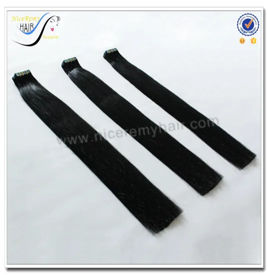 Wholesale top quality black hair 100% virgin human hair invisible tape hair extensions