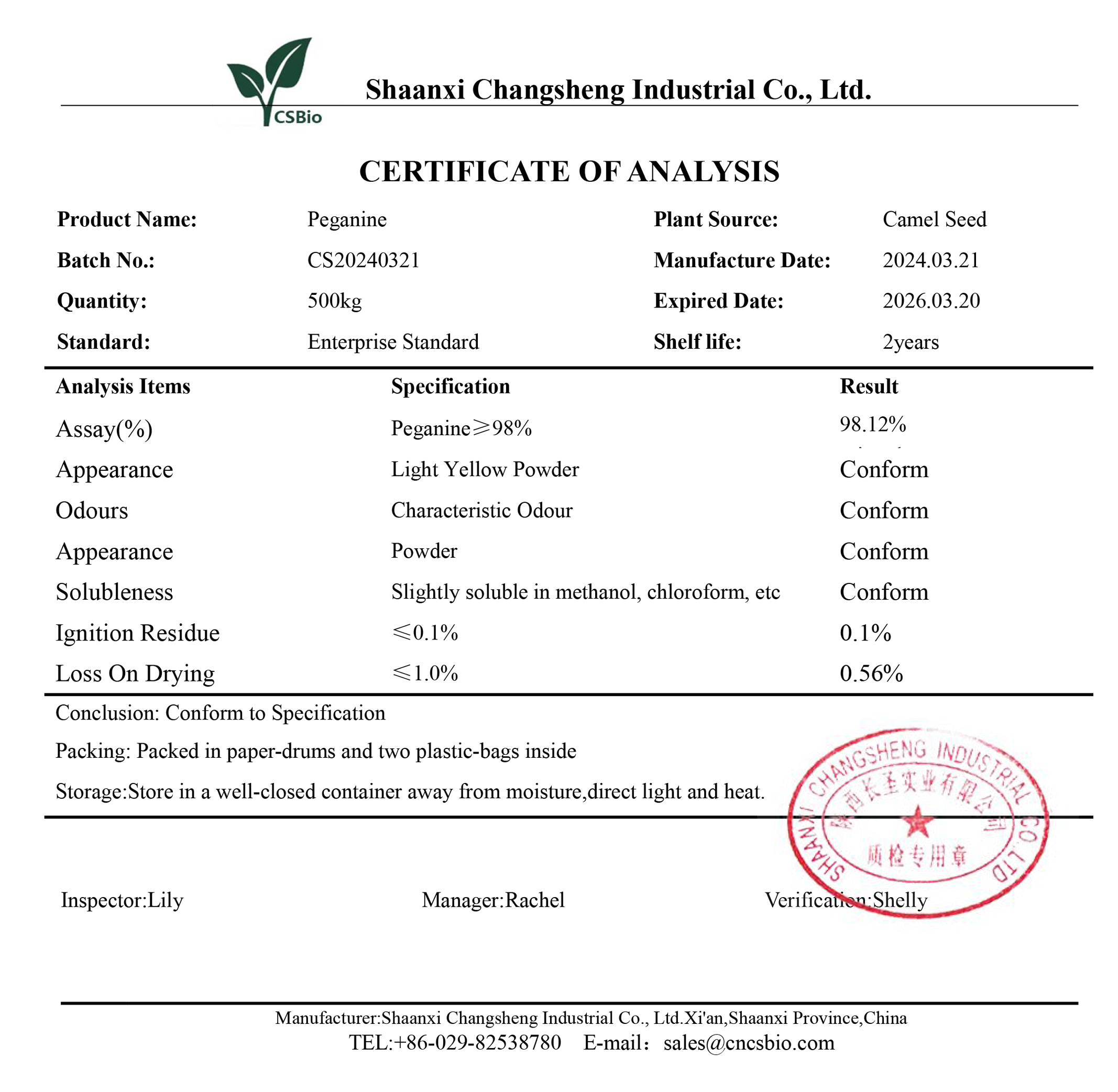 Peganine-COA