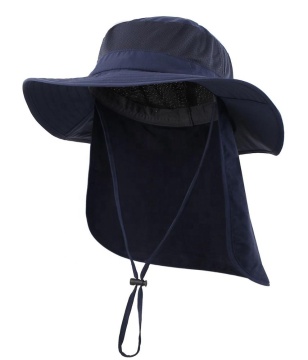 UPF 50+ Mesh Sun Visor Hat with Wide Brim and Neck Flap - Outdoor Fishing Hat for Unisex
