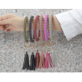 Bracelet de porte-clés perlé en silicone personnalisé avec gland