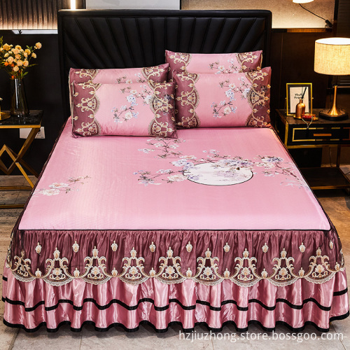 Summer Latex Bed Skirt Three-piece Mat Machine Washable