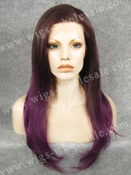 Purple straight two tone lace front wigs synthetic wholesale party queen neon wigs