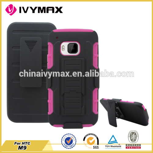Rubber clip robot holster case for HTC M9 mobile phone cover