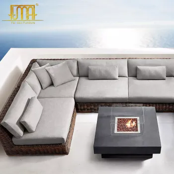 Contemporary Pe Rattan Sleeper Sofa Set for Outdoor Garden Comfort