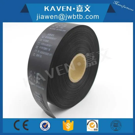 Printed satin ribbon type wash care label, wash care labels for t shirts with factory price