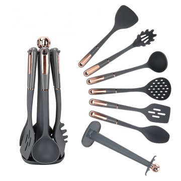 7 Piece Silicone Cooking Utensil Set with ABS Rose Gold Handles