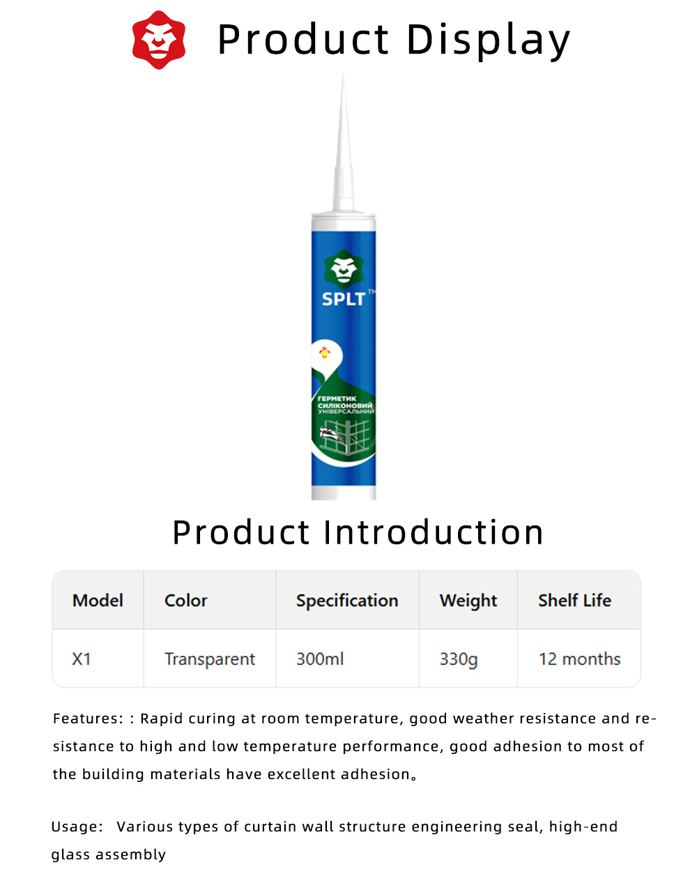Weatherproof Structural Glass Sealant for Facades X