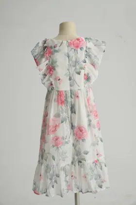 Pink Rose Chiffon Girl Dress