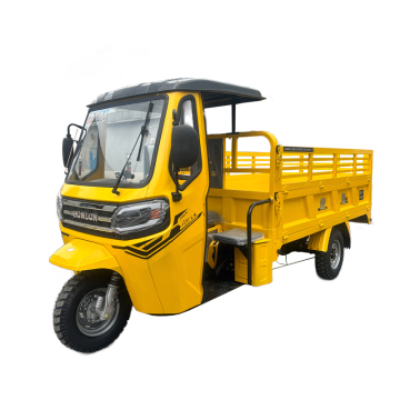 Motosikal tricycle kuning dengan penjaga