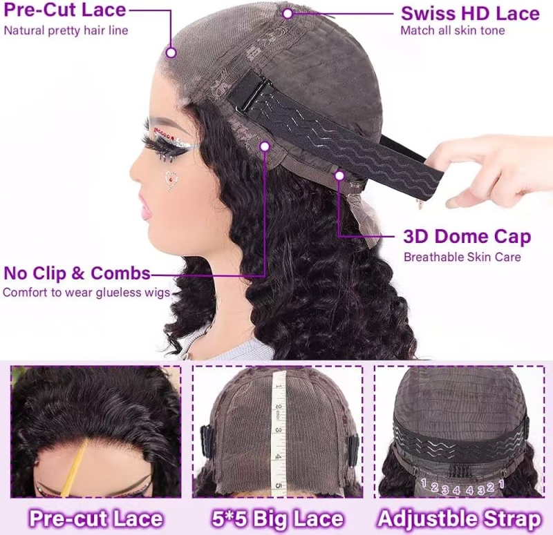 12 Inch 5×5 Closure Curly Bob Wig