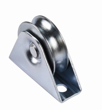 Sliding gate wheel with external bracket