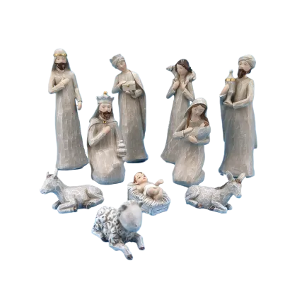 Custom Religious Church Decorations: Nativity Manger Group - Handcrafted Christmas Gifts in Resin with Gift Box
