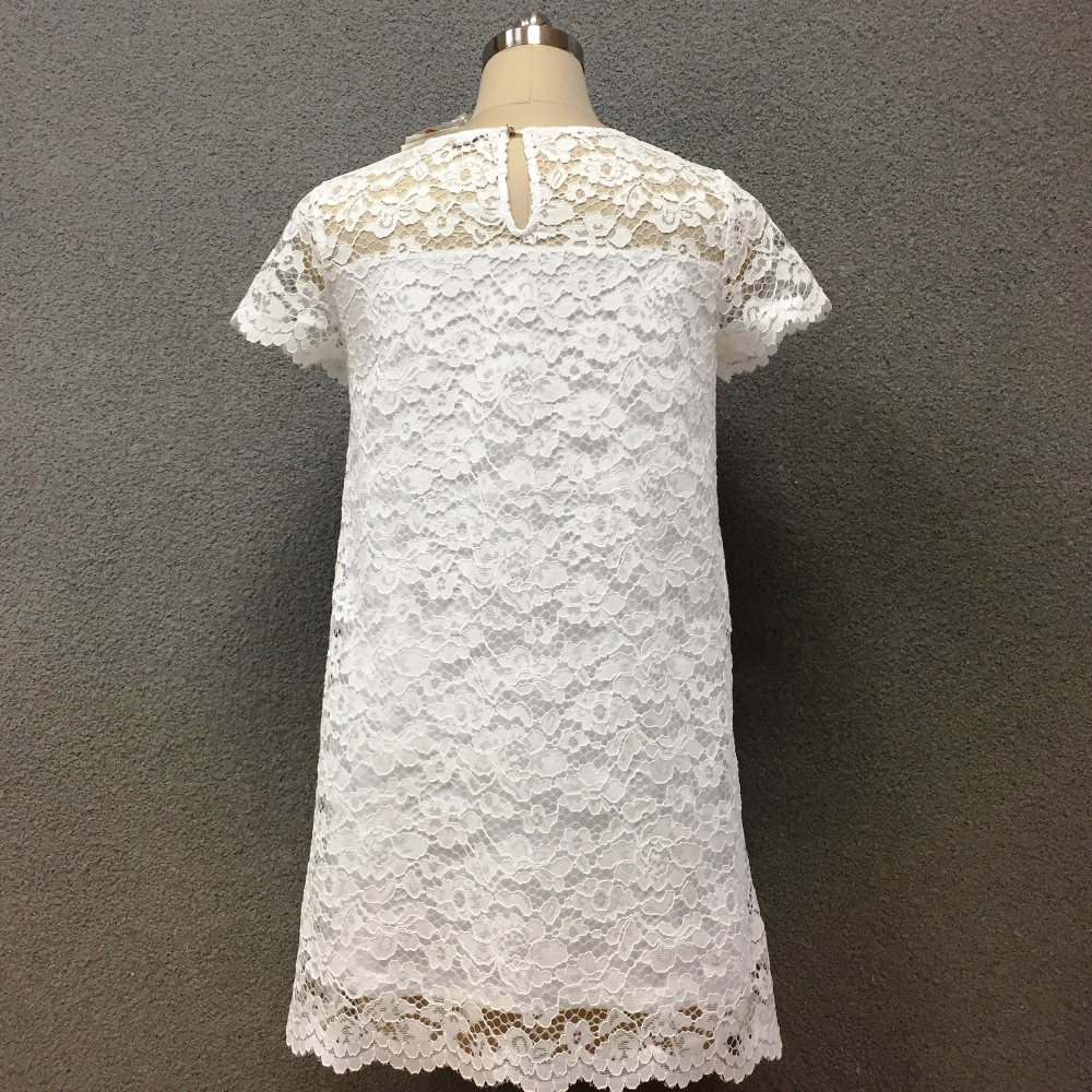 Women's polyester withe lace short sleeves dress
