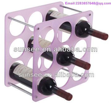 Top quality 9pcs bottle acrylic wine rack for display