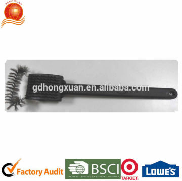 Factory selling-Stainless Steel BBQ grill brush with Scouring Pad and Plastic Handle