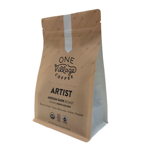 Bolsa biodegradable personalizada de la bolsa de café con fondo de caja