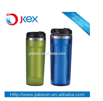 Inside SS outer plastic adult cups with screw lid and straw