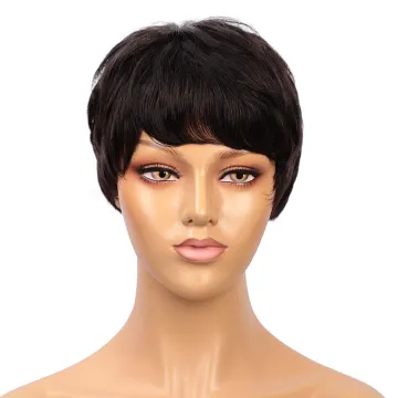 Aisi Hair Natural Looking Cheap Vendor Short Pixie Cut Regular Wave Black Brazilian Hair For Black Women Human Hair Wigs
