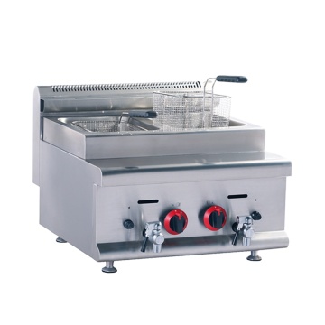 Commercial Gas Deep Fryer with Stainless Steel Counter Top and 2 Tanks