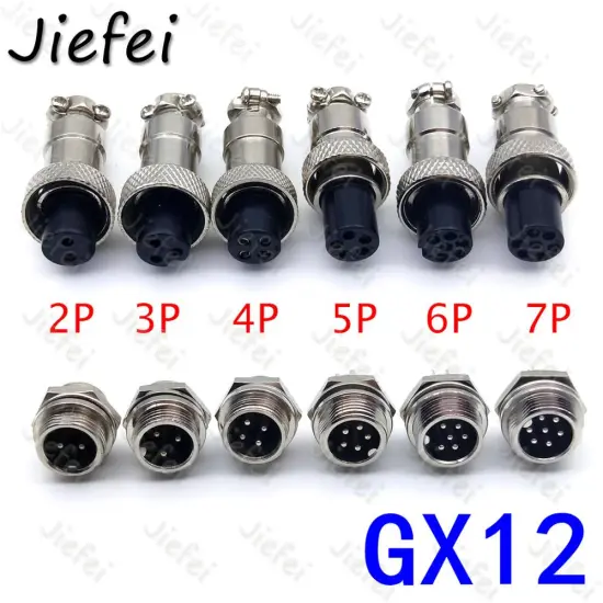 50Set GX12 2 3 4 5 6 7 Pin 12mm Aviation Plug Male + Female Socket Connector Screw Thread Mayitr Electrical Supplies 300V 5A
