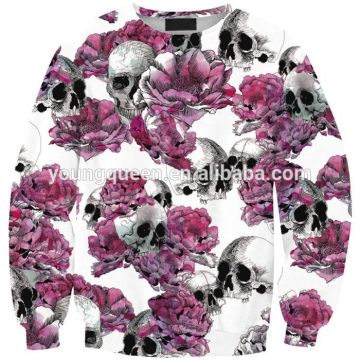WY32 Digital printing safflower Europe and America skull hedging loose long-sleeved sweater