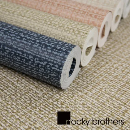 Contemporary Flaxen Non-Woven Wallpaper for Living Room TV Wall