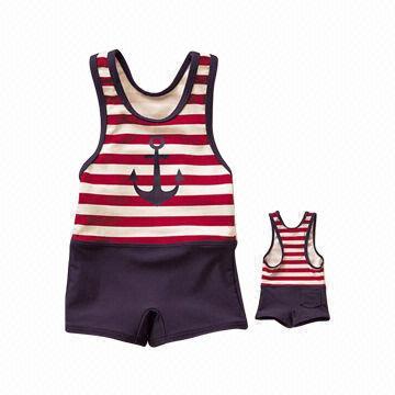 Children's Cute Navy Swimwear, 100% Polyester Lining
