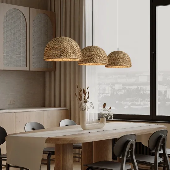Modern Bamboo Pendant Ceiling Light: A Natural Weave Dome Shade Design