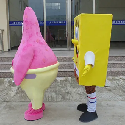 SpongeBob SquarePants and Patrick Star Mascot Costume Hand-made High Quality Cartoon Character Costume Party Supply