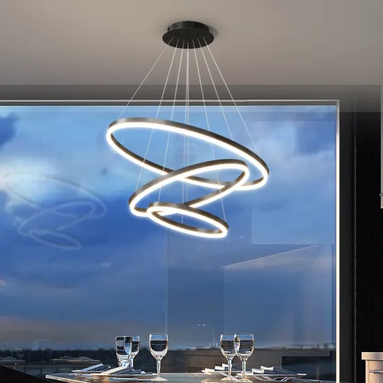 Contemporary Black Circle Ring Pendant Lamp for Restaurant and Living Room Decoration