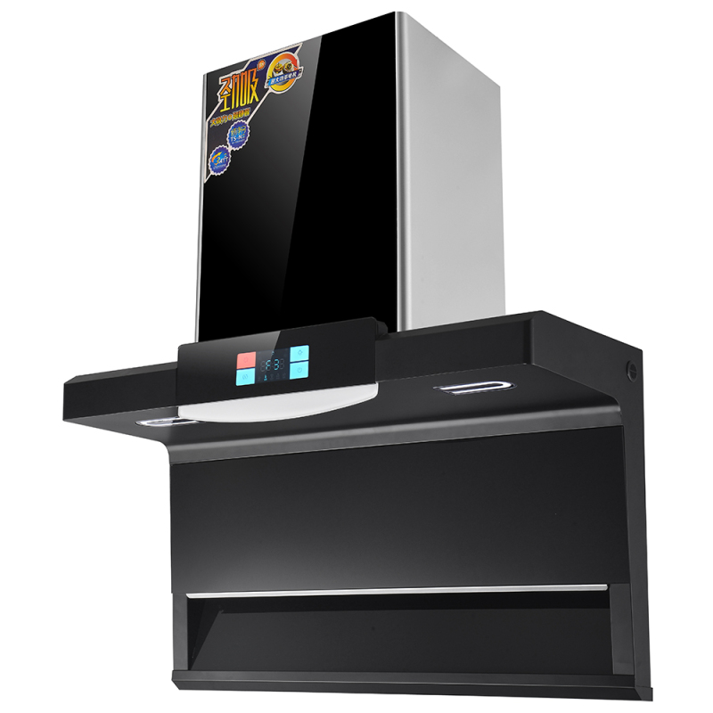 High end household kitchen chimney large suction range hood gas stove package automatic cleaning 7-shaped range hood