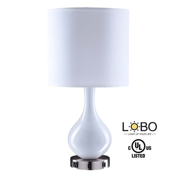 Modern Quality Inn Pure White Table Lamp with USB Outlets for Bedroom and Desk
