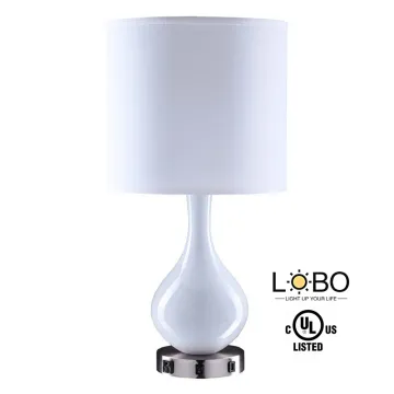 Modern Quality Inn Pure White Table Lamp with USB Outlets for Bedroom and Desk