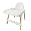 Chaise haute en bois avec pieds réglables pour enfants