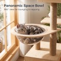 Multi-functional Pine Wood & Rattan Cat Scratching Board with Bed Durable Indoor Cat Furniture Easy Assembly
