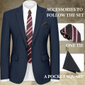 WYWK 2 Piece Men's Suit Wedding Party-Navy Blue-3XL