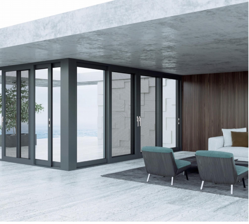 Enjoy a three-track screen door and an integrated heavy-duty sliding door