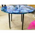 blue agate side table-- semiprecious stone