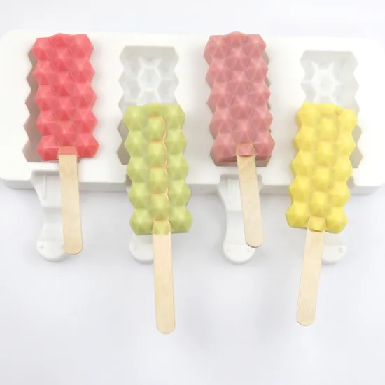 DIY Ice Cream Mold - 1076 4-Cavity Small Size Diamond-Shaped Silicone Mold for Home Kitchen Use, BPA-Free