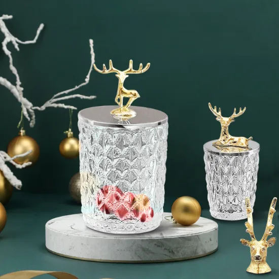 Crystal Glass Storage Jar Canned Sugar Cans Diamond Candy Box Food Snacks Tea Spice Cereal Container Kitchen Storage Decoration