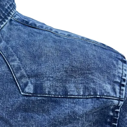 Men's Retro Two Pocket Work Wear Denim Shirt