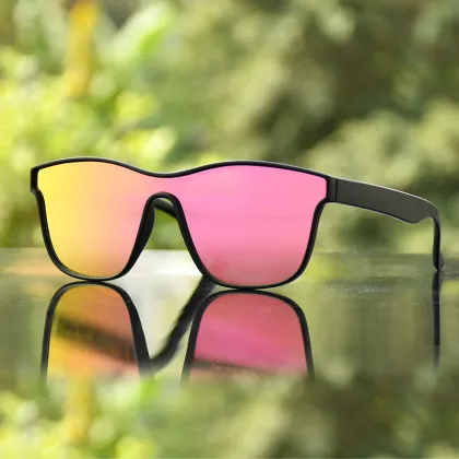 Custom Printed Cheap Black and Blue Mirror Polarized Sunglasses